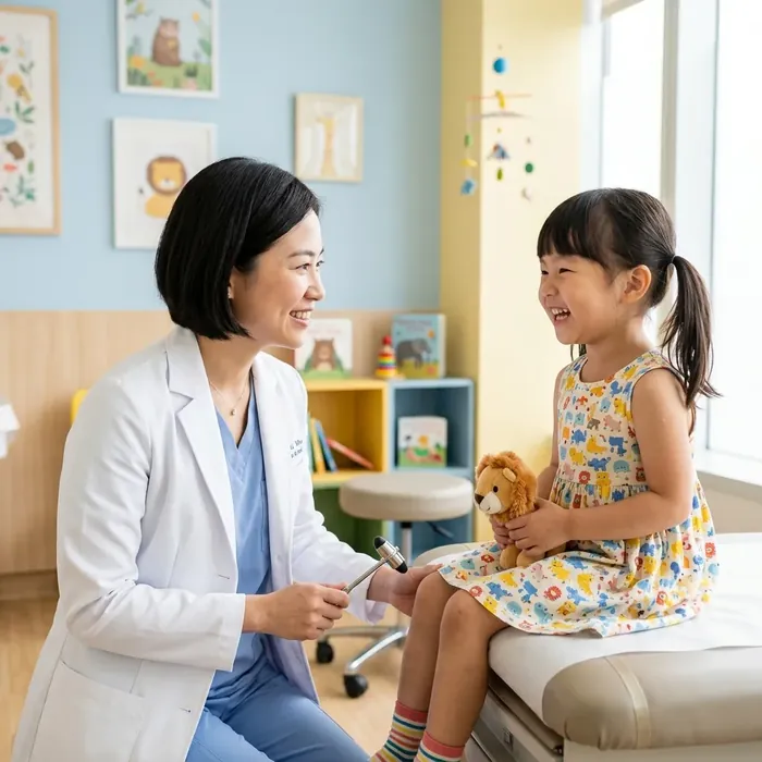 Bác sĩ nhi khoa khám bệnh nhẹ nhàng cho bé